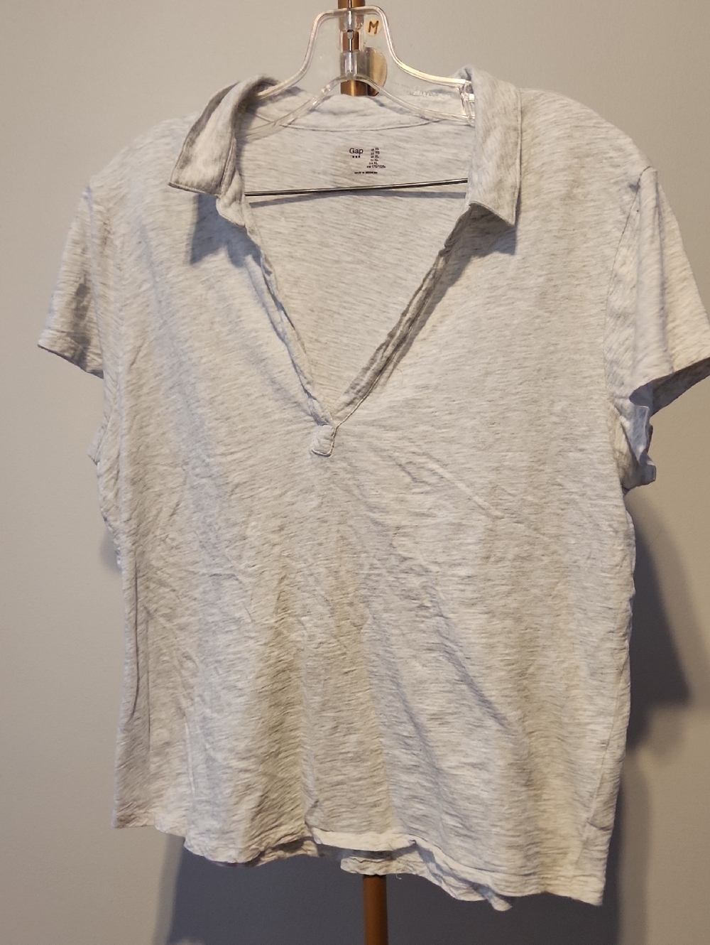 GAP Men's Heather Light Gray Polo Tee